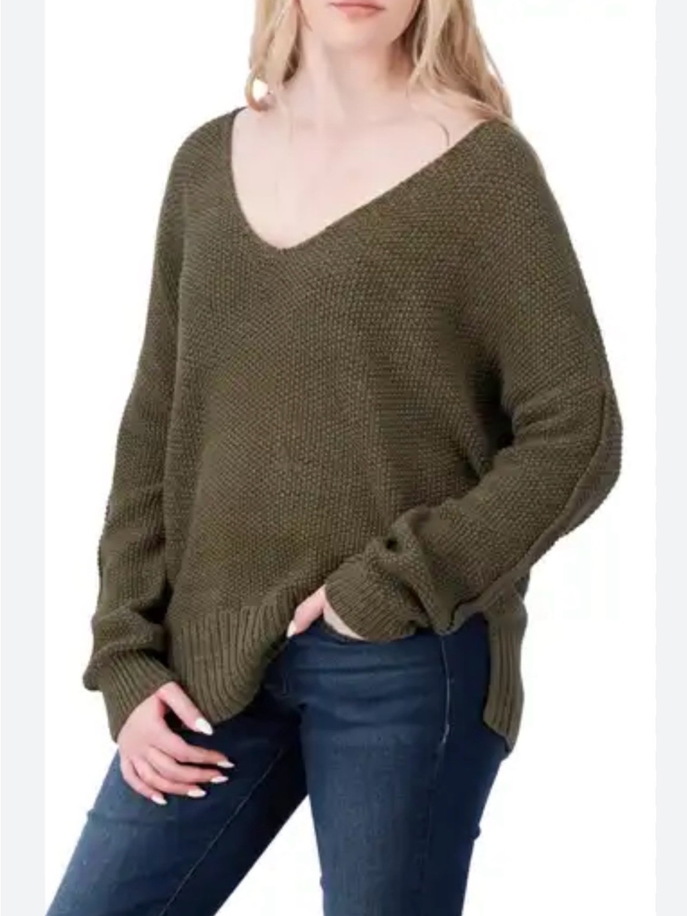 Lucky Brand Waffle Knit Tunic // Green // Large